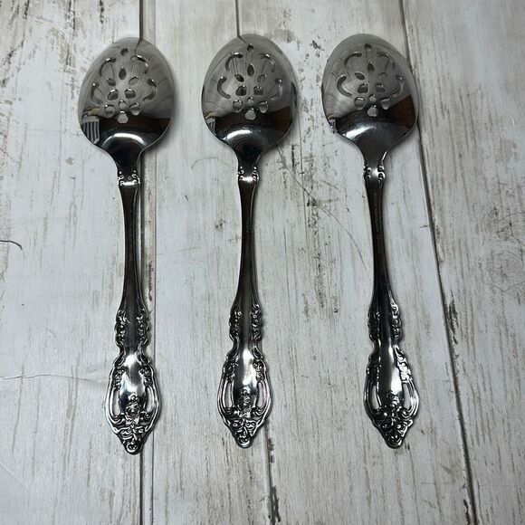 Oneida Community Brahms Stainless Steel Pierced Serving Spoon 3 pack - Picture 2 of 6